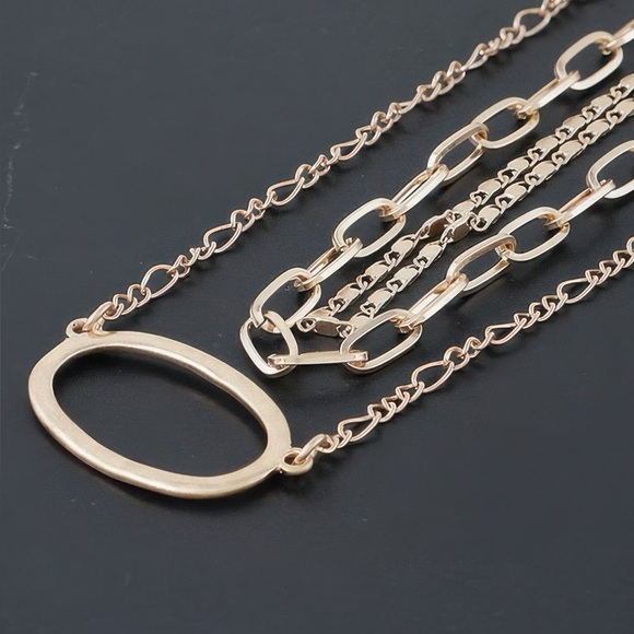 Triple Open Oval Chain Necklace - Picture 3 of 3